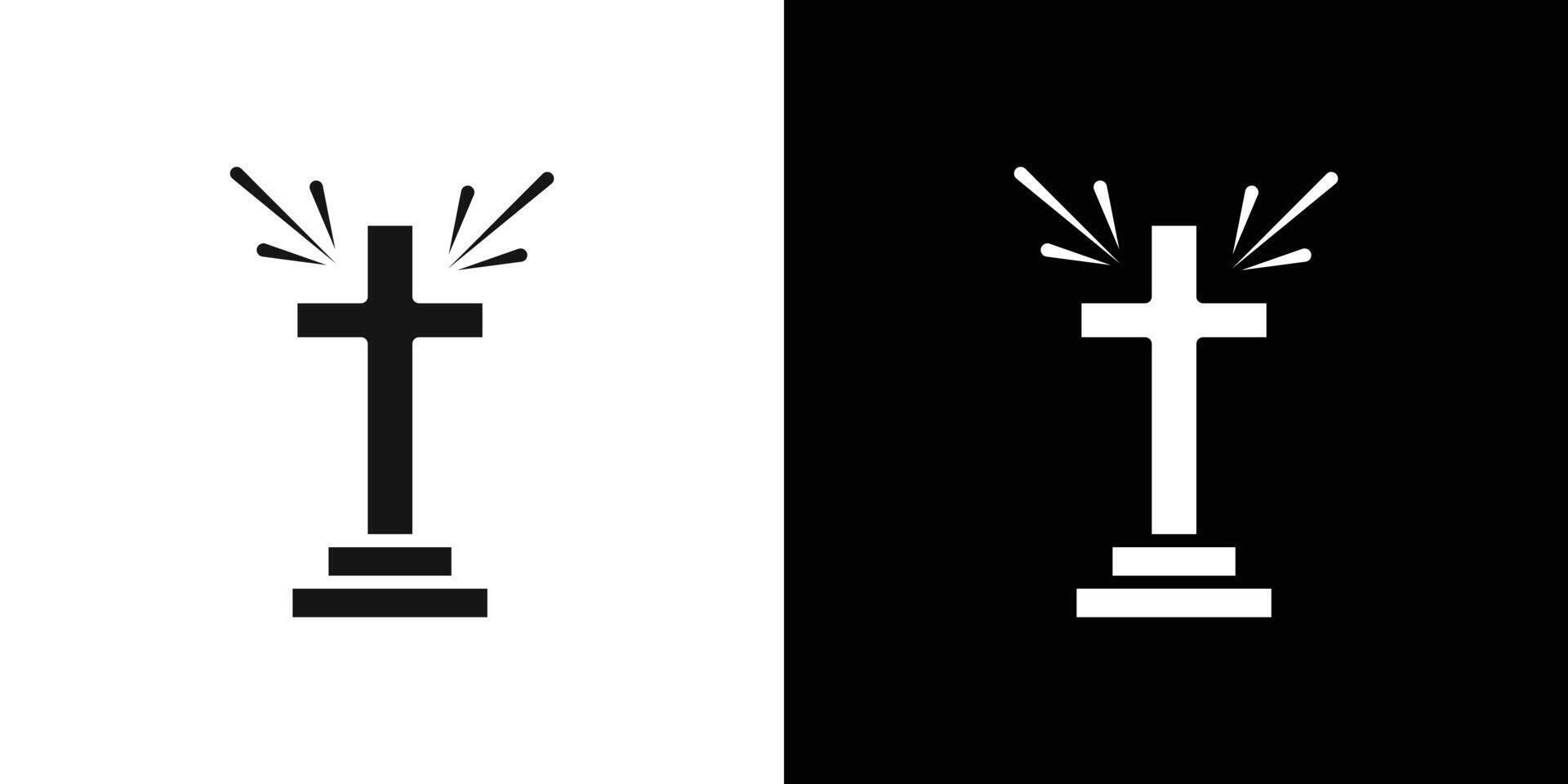 Christian Cross icon Flat set outline vector