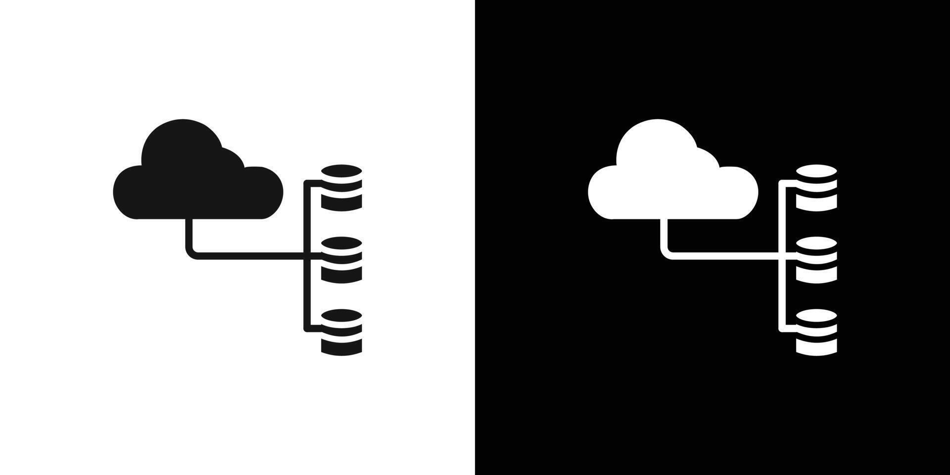 Cloud database icon Flat set outline vector