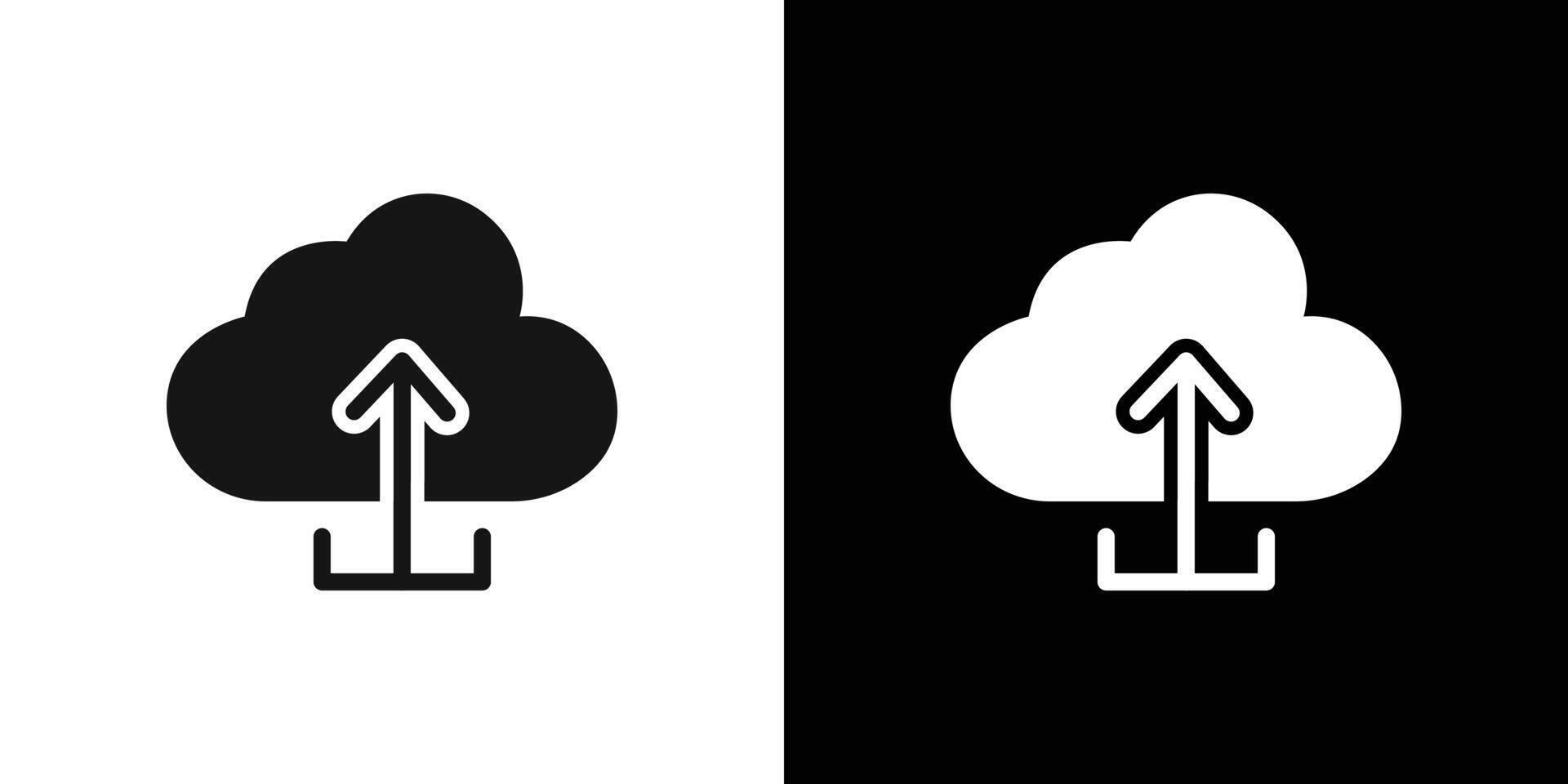 cloud upload icon Flat set outline vector