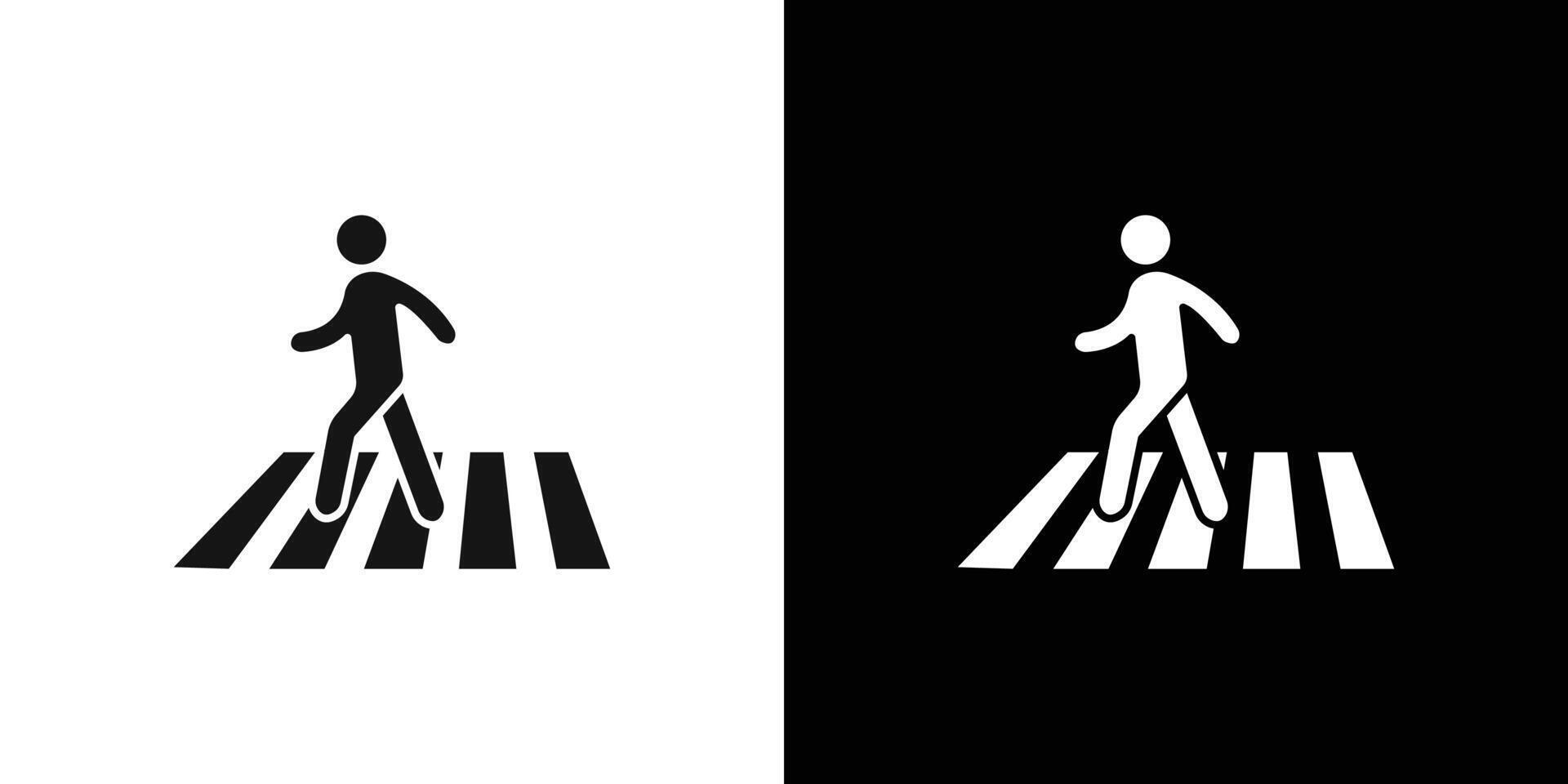 Crosswalk icon Flat set outline vector