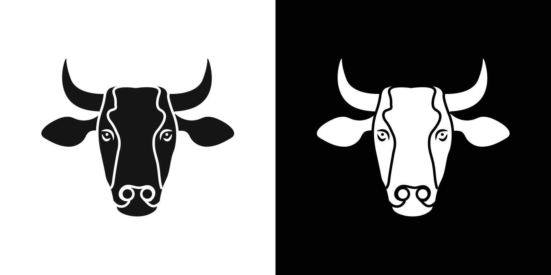 cow head icon Flat set outline vector