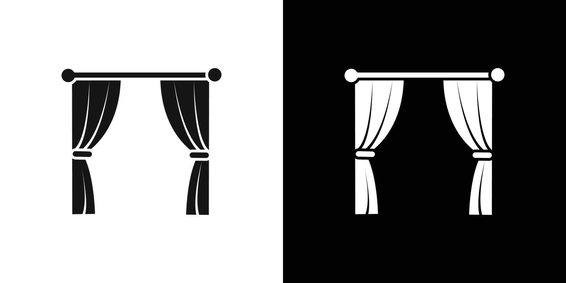 curtains icon Flat set outline vector