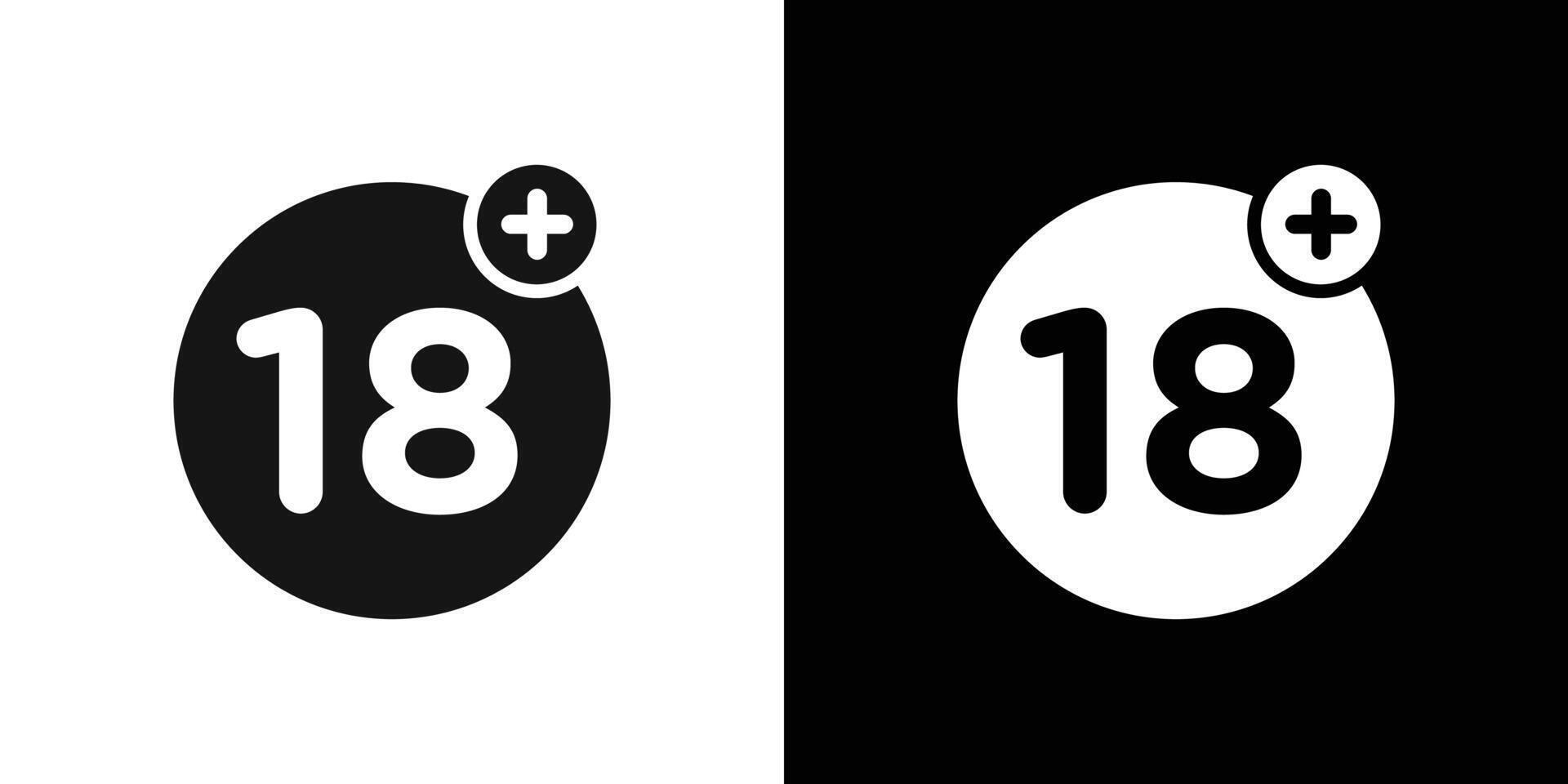 Eighteen plus icon Flat set outline vector