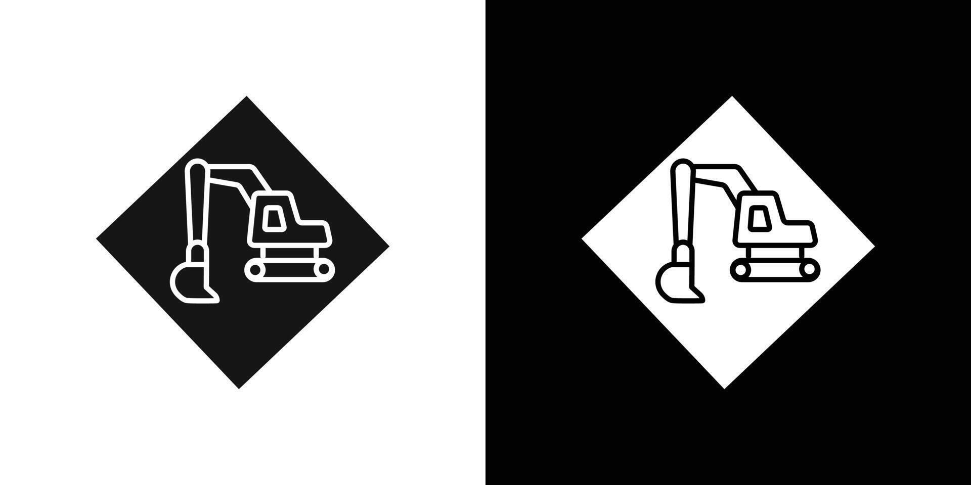 Excavator Icon Flat set outline vector