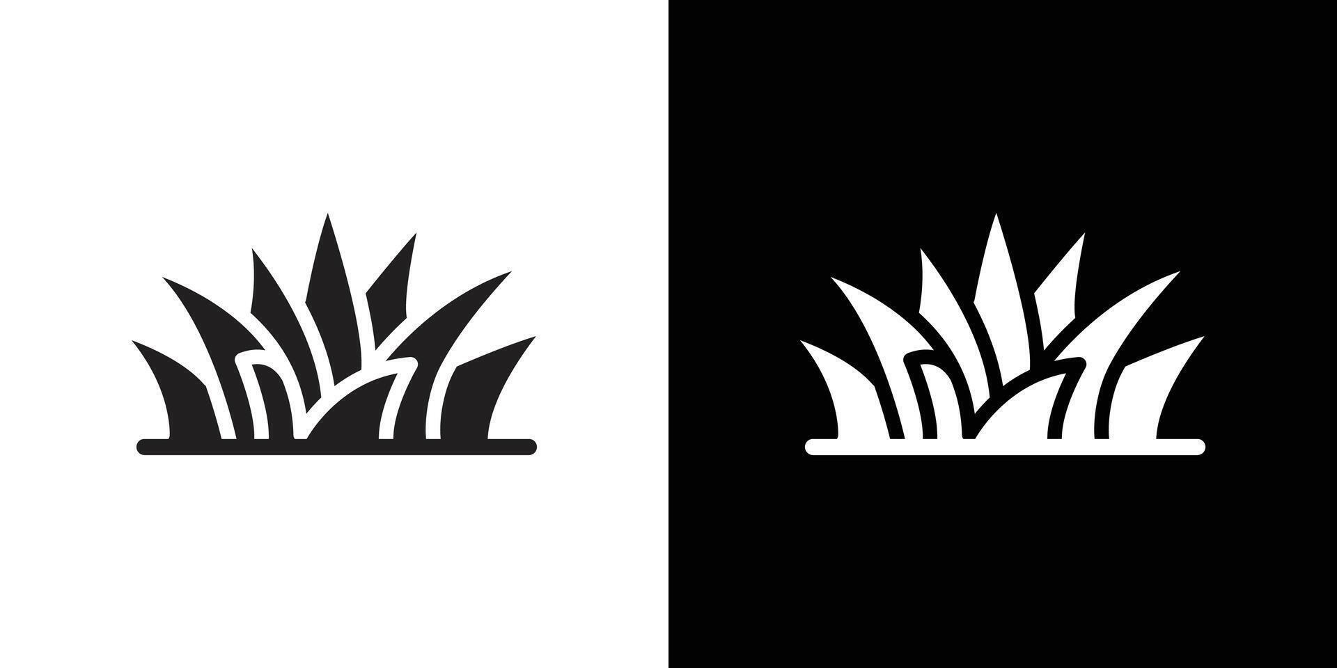 Grass icon flat line symbol set. vector