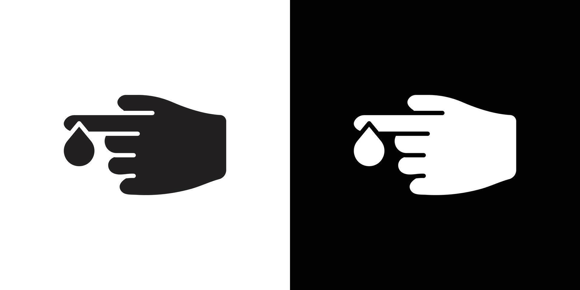 Hand with blood drop icon Flat set outline vector