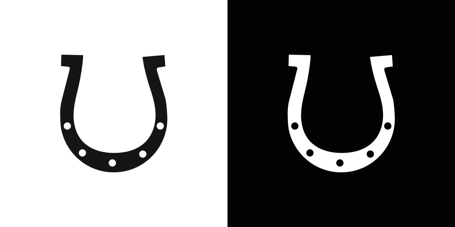Horseshoe icon Flat set outline vector