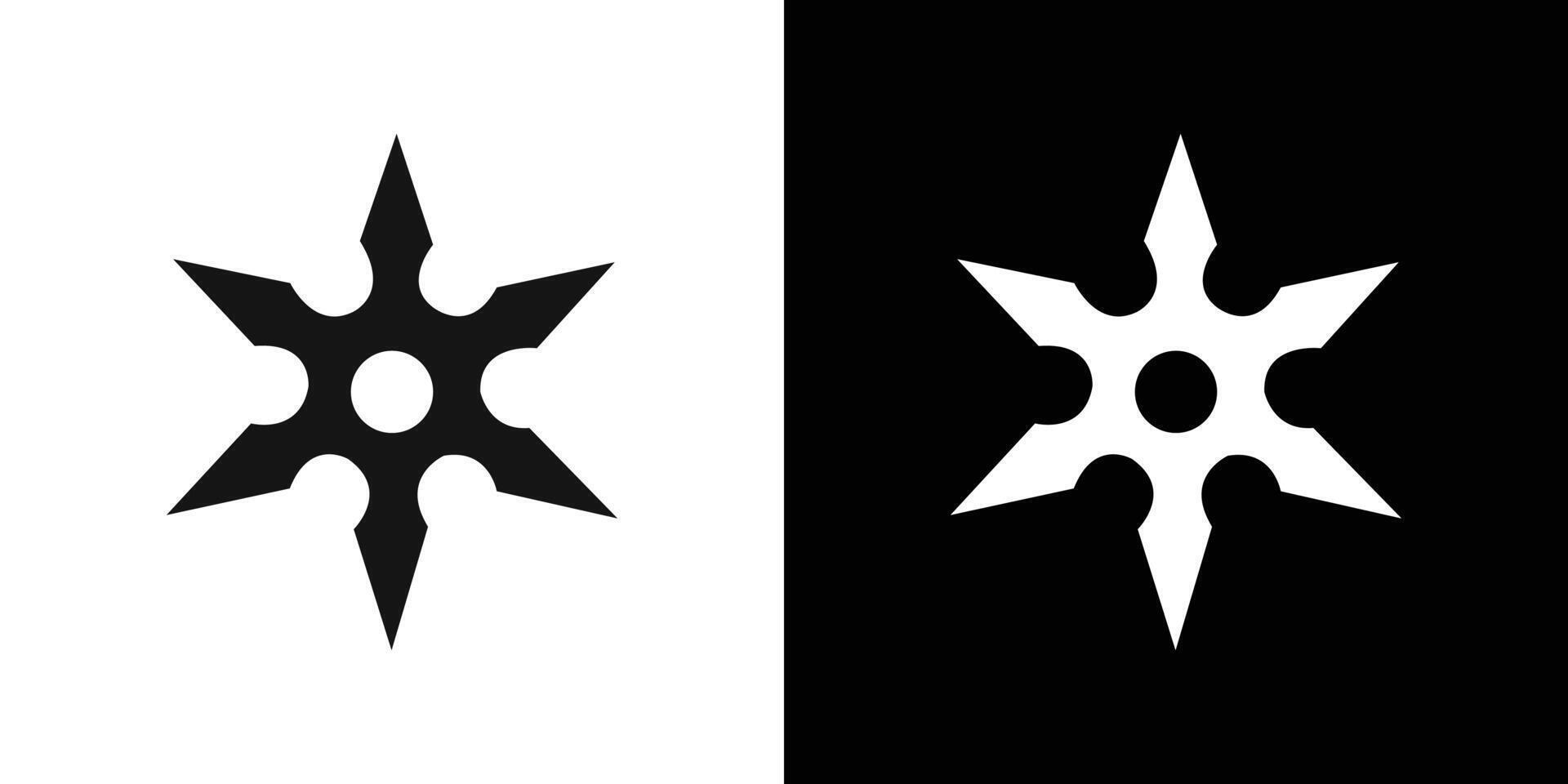 Japanese ninja shuriken icon Flat set outline vector