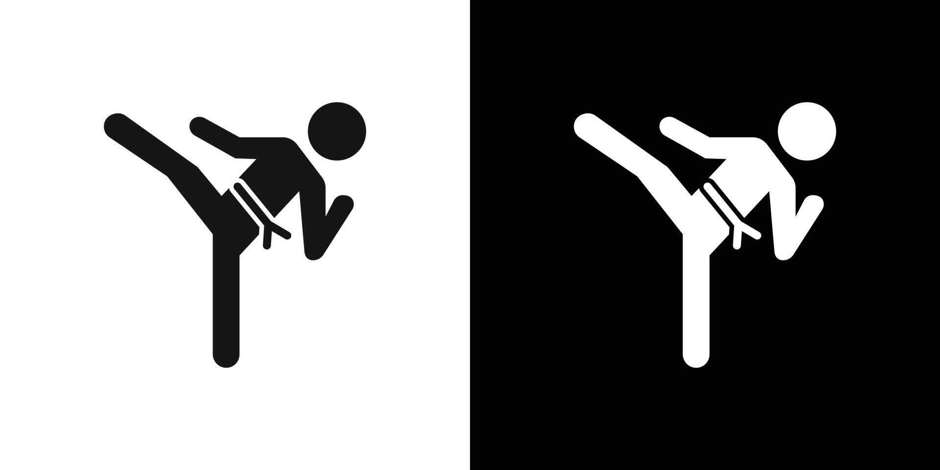 karate icon Flat set outline vector