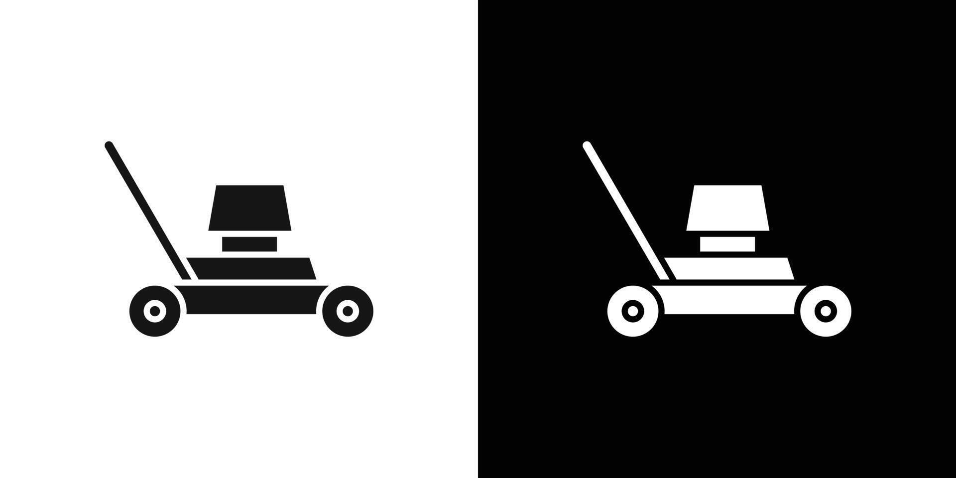 Lawn mower icon Flat set outline vector