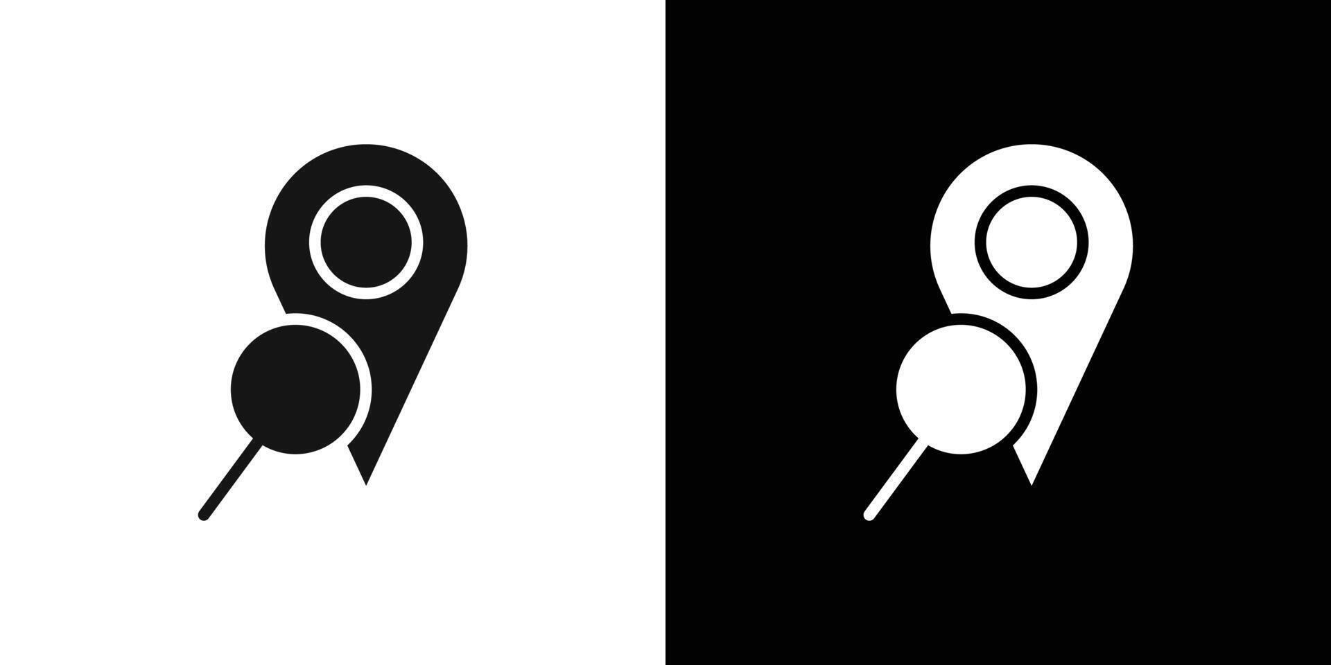 Location search icon Flat set outline vector