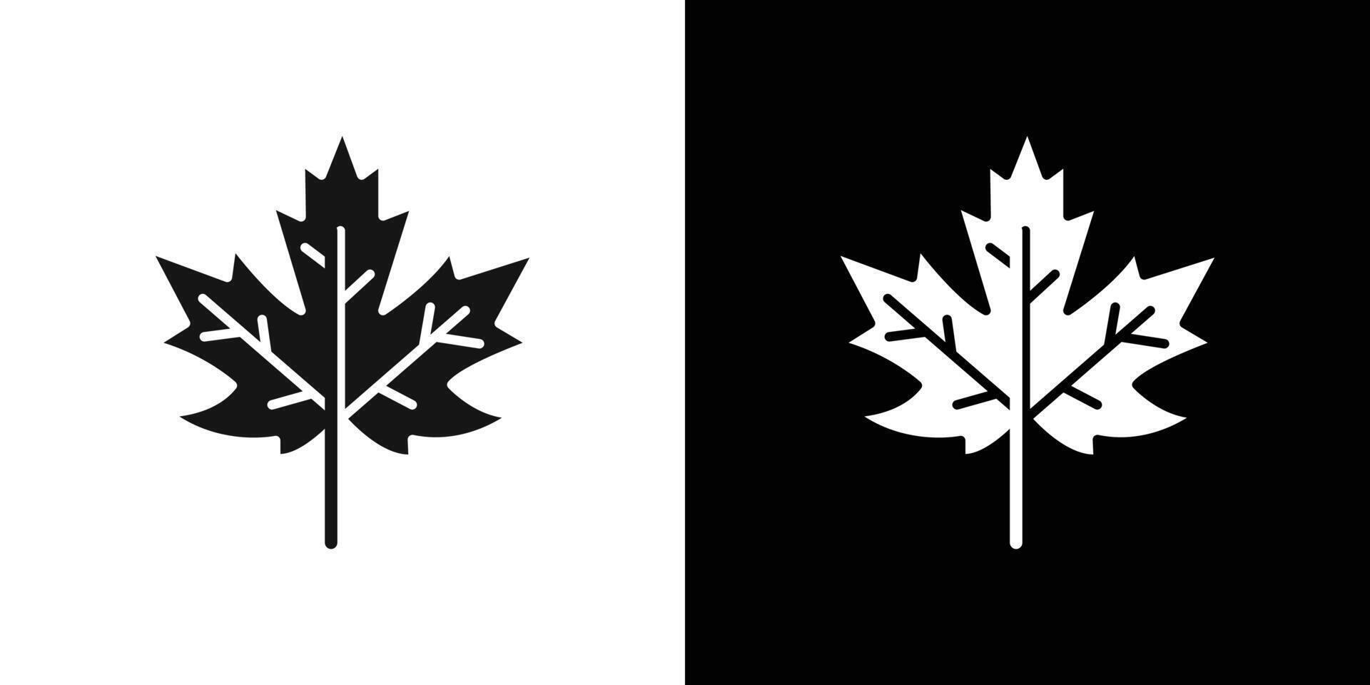 Maple leaf icon Flat set outline vector