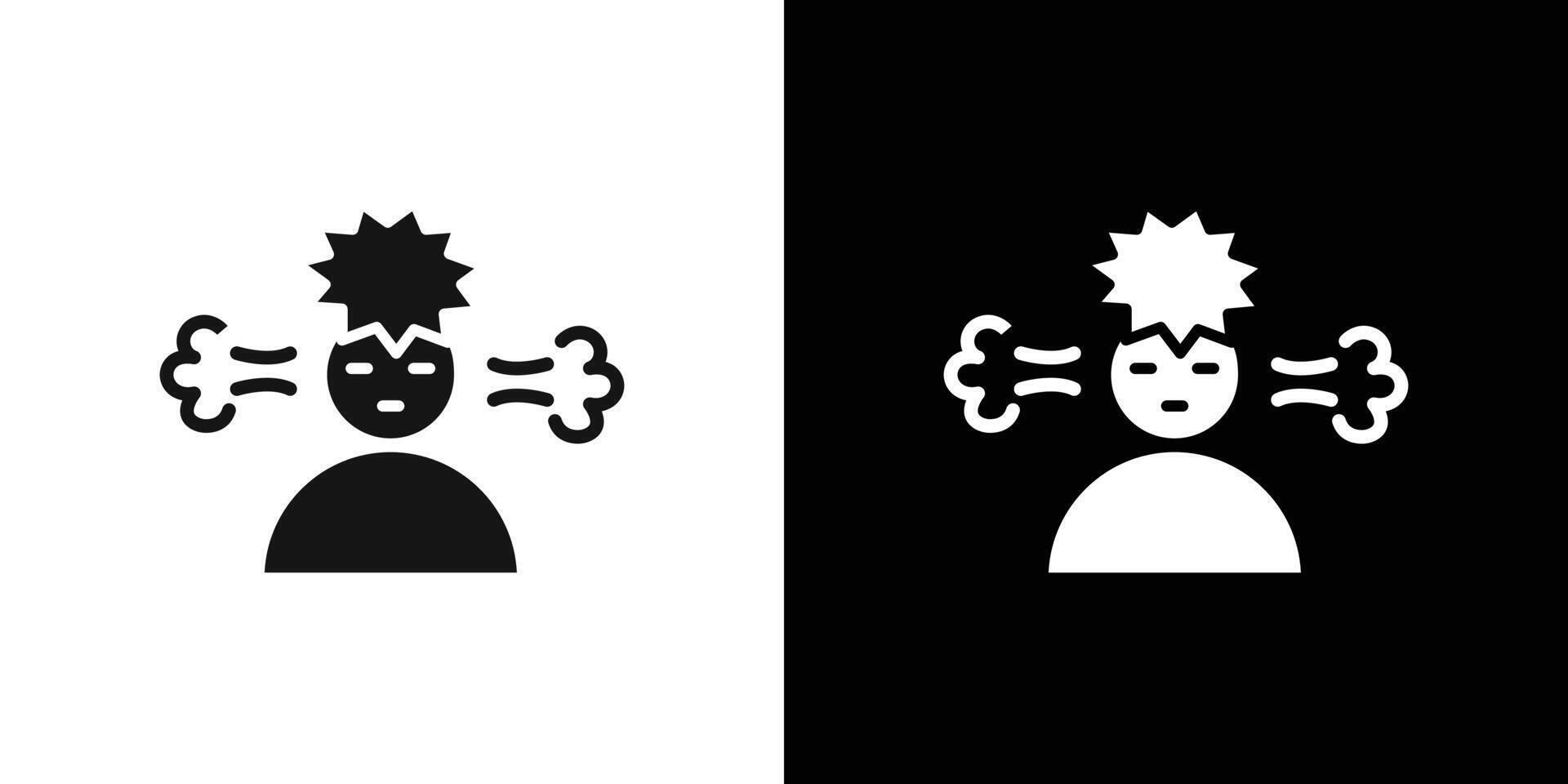 Nervous breakdown icon Flat set outline vector
