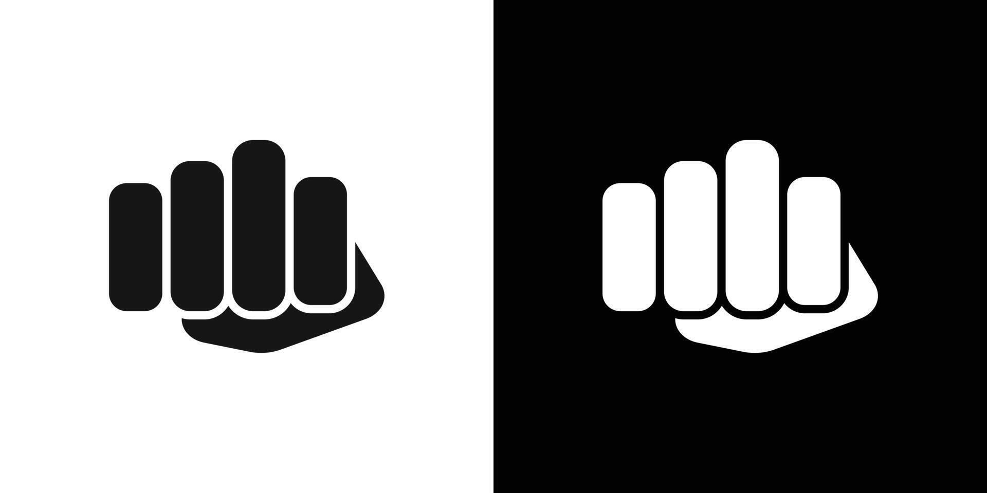 punch fist hand icon Flat set outline vector