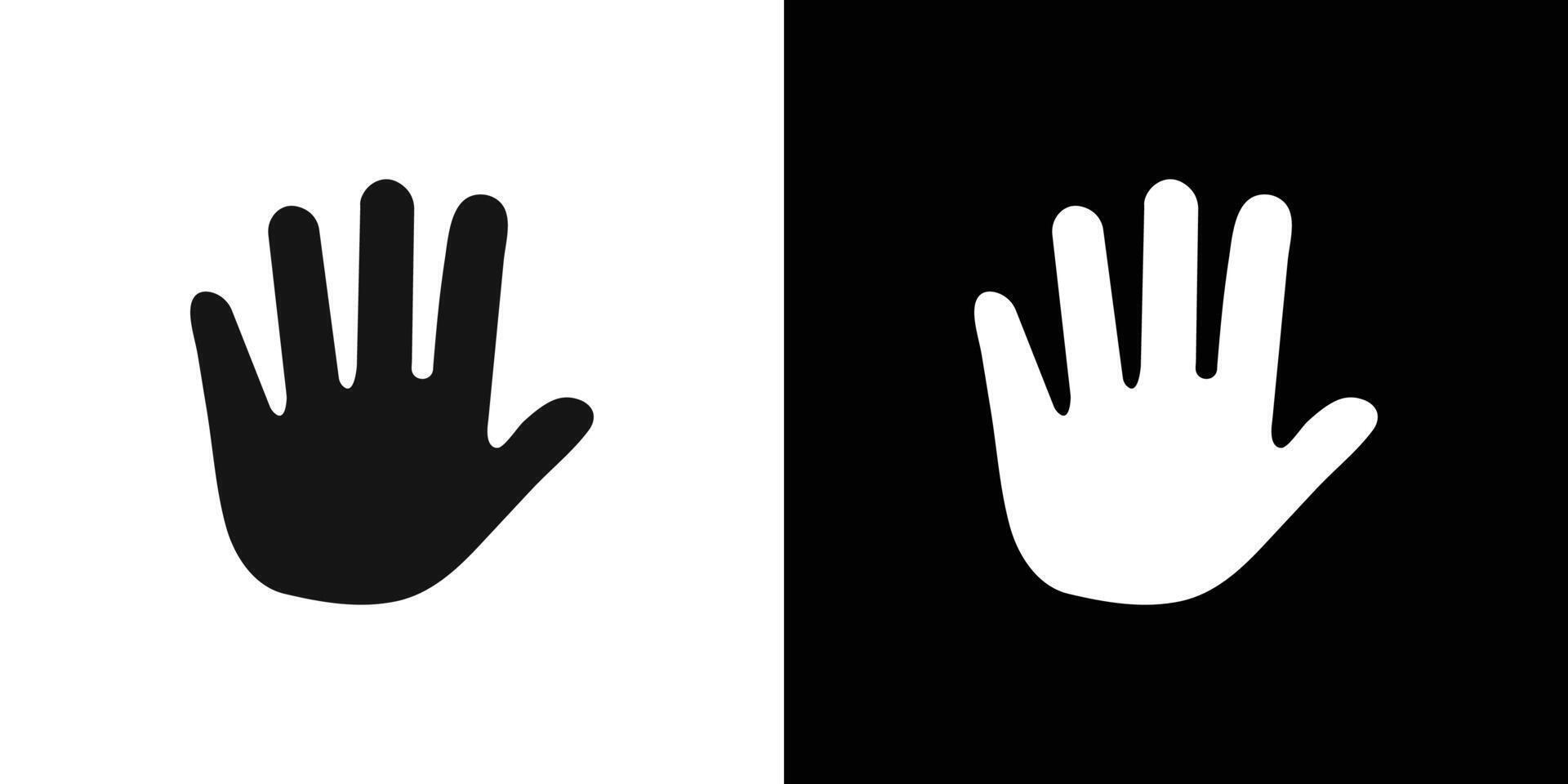 Raised Hand icon Flat set outline vector