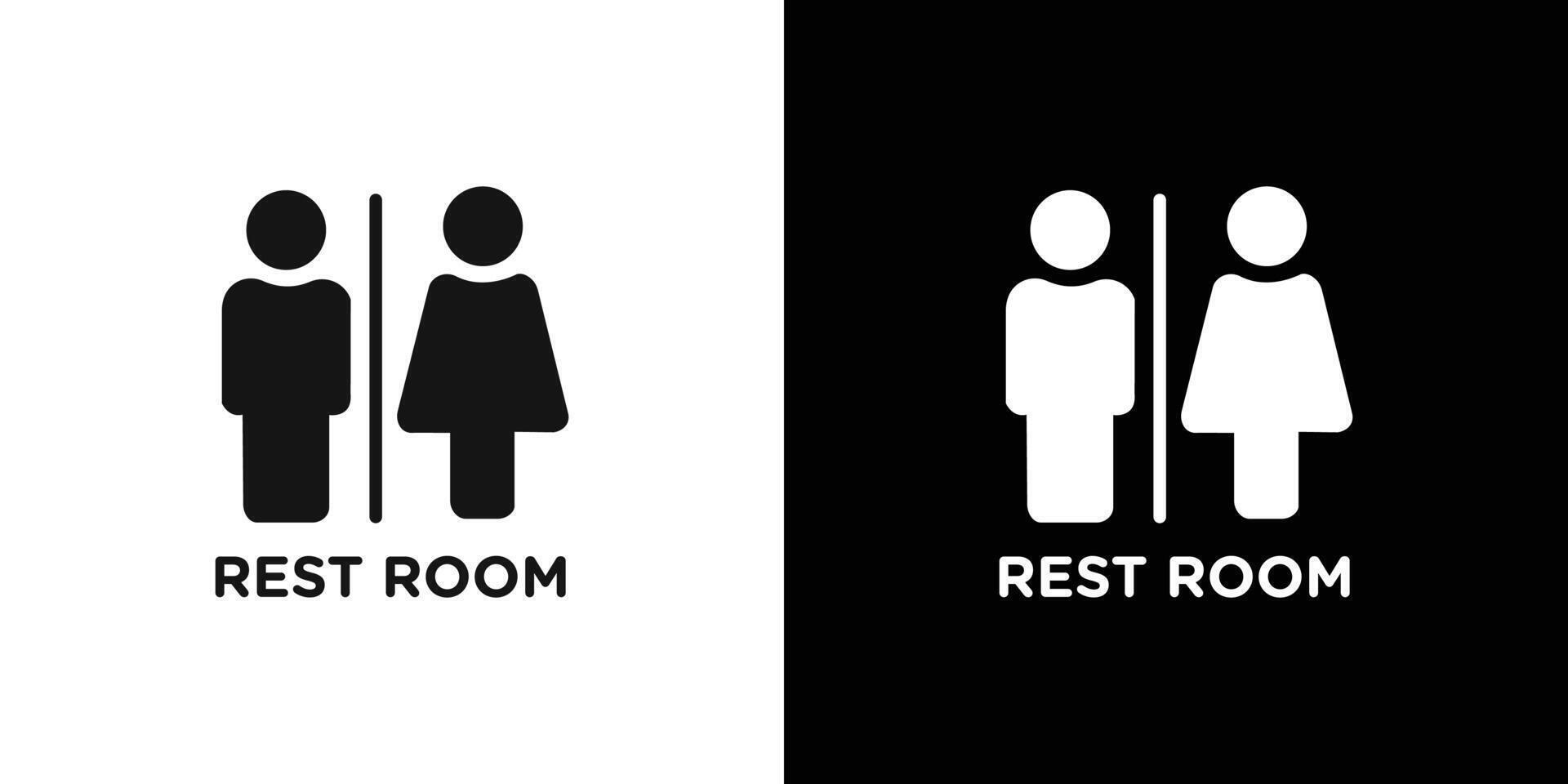 Rest room icon Flat set outline vector
