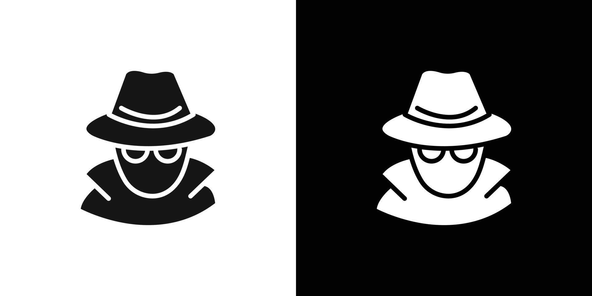 Secret agent icon Flat set outline vector