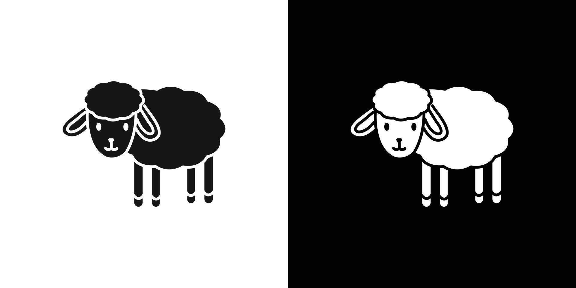 sheep icon Flat set outline vector
