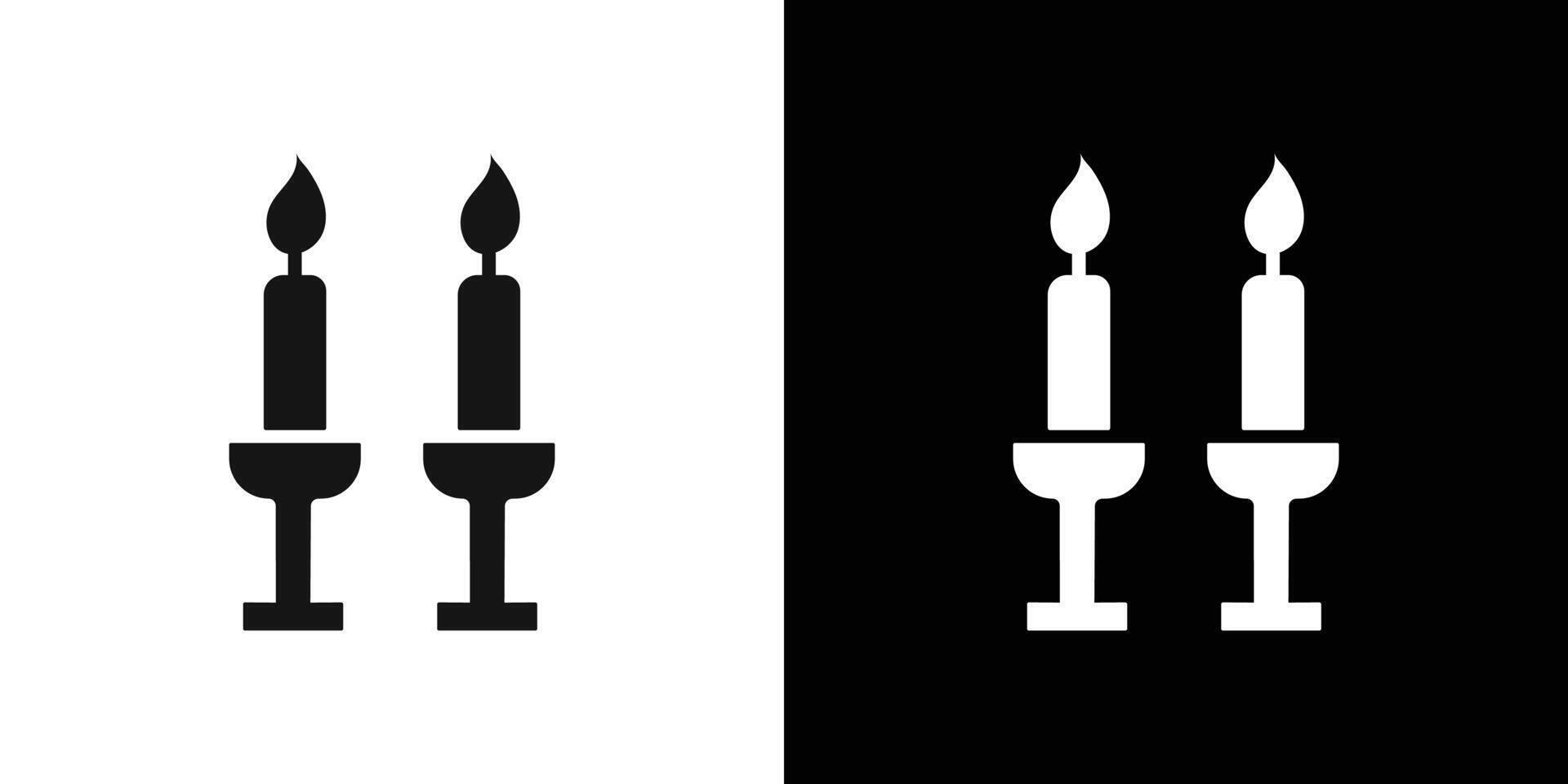 Shabbat candles icon Flat set outline vector