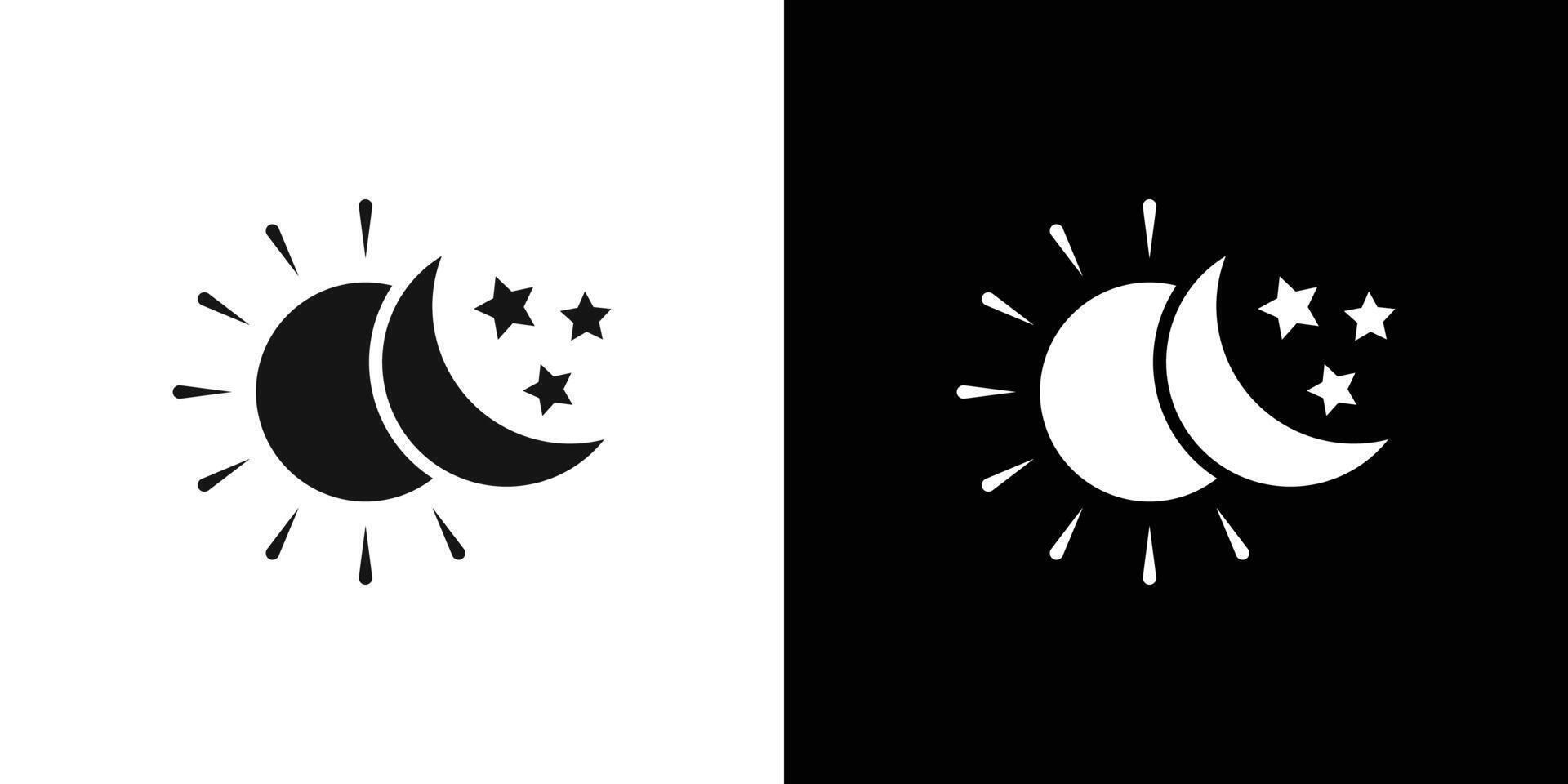 Sun and moon icon Flat set outline vector