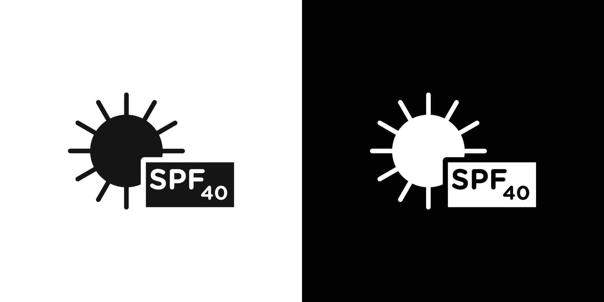 Sun protection factor 40 icon Flat set outline vector