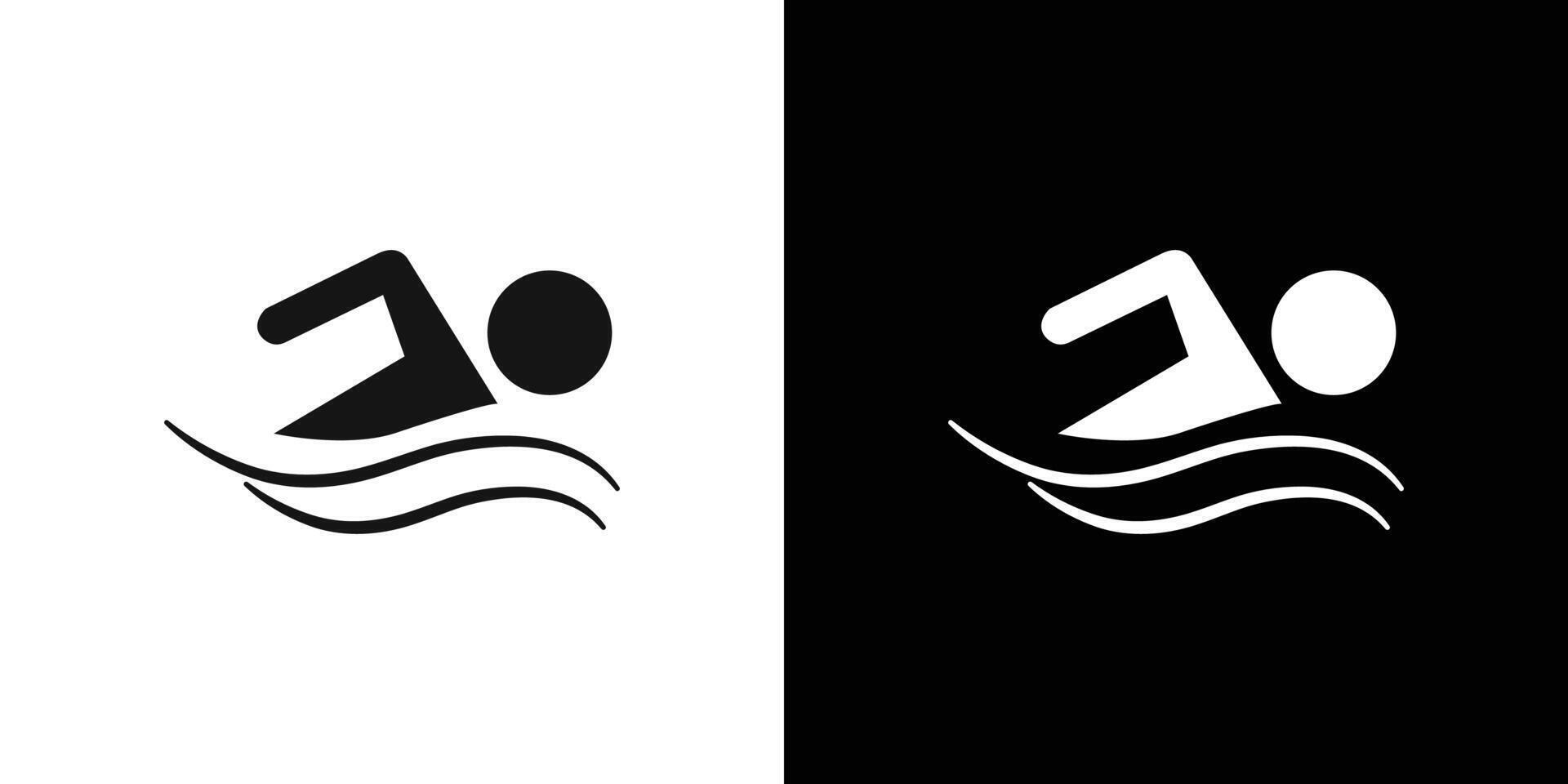 swimming icon Flat set outline vector