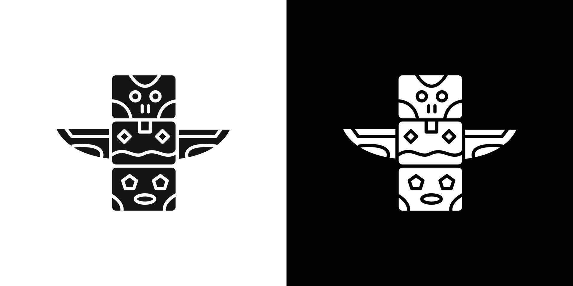 Totem icon Flat set outline vector