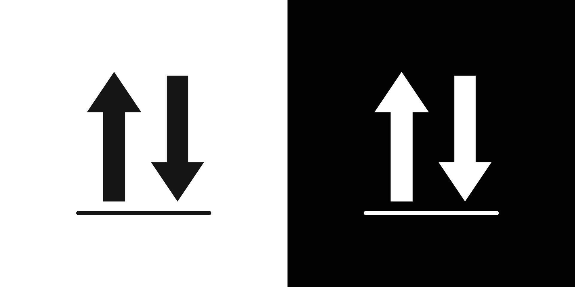 Up and down arrows icon Flat set outline vector
