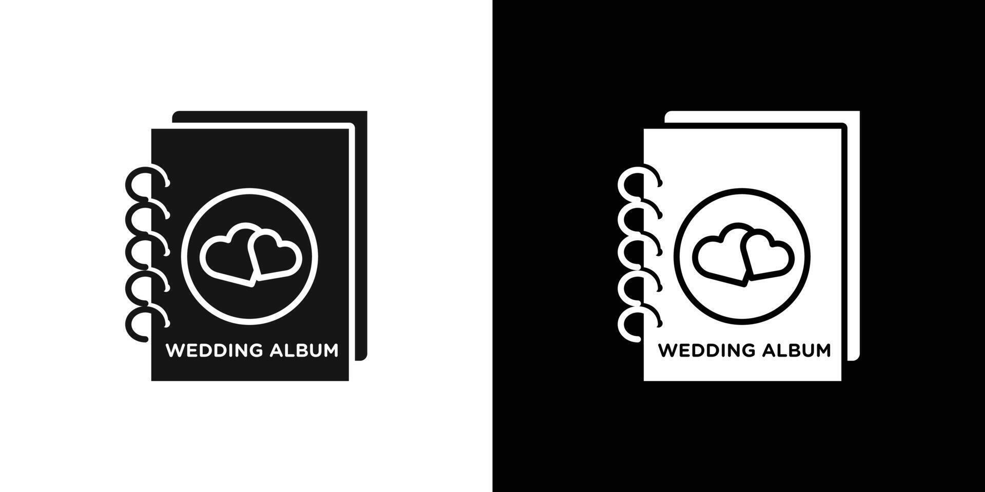 wedding album icon Flat set outline vector