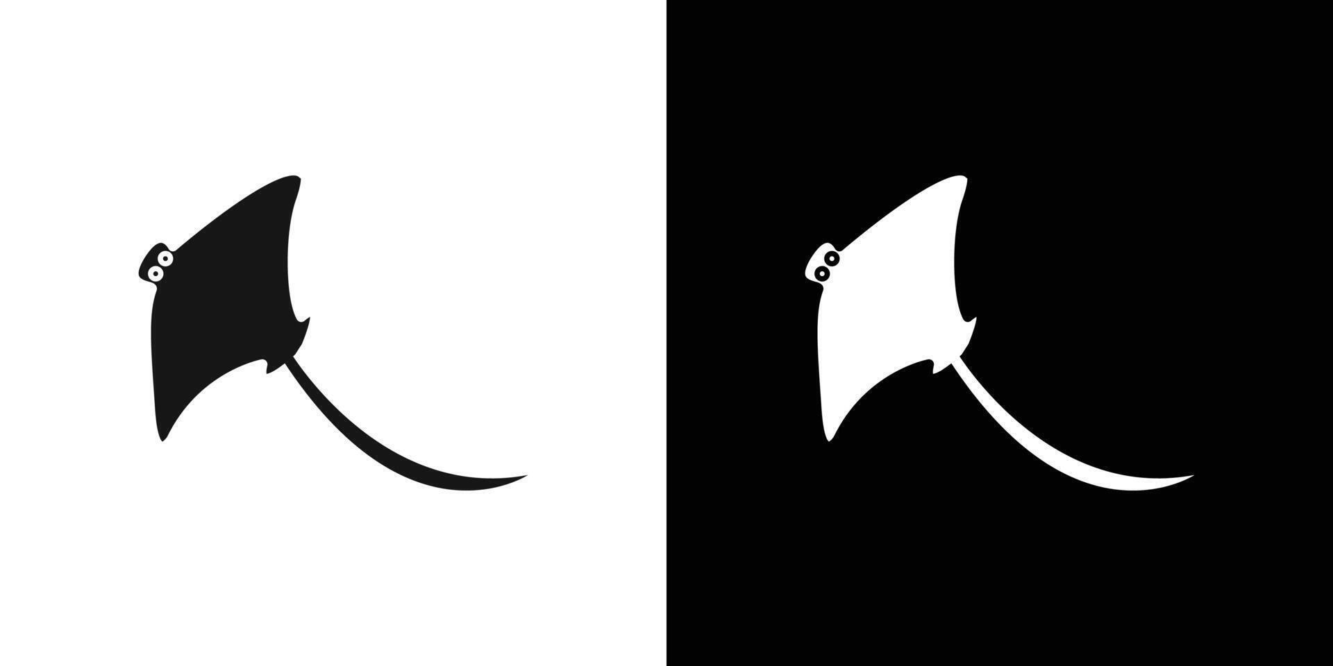 Bat Ray Fish icon Black line art logo set vector