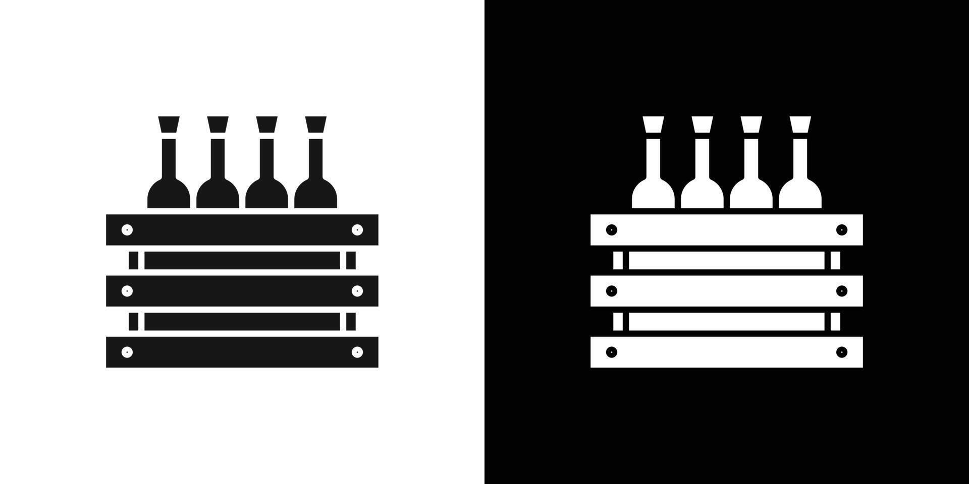 beer bottles in basket icon Black line art logo set vector