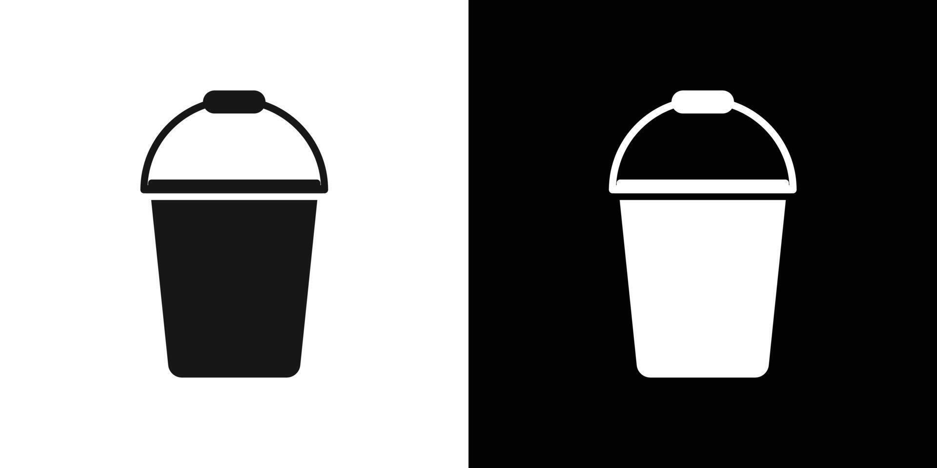 bucket icon Black line art logo set vector