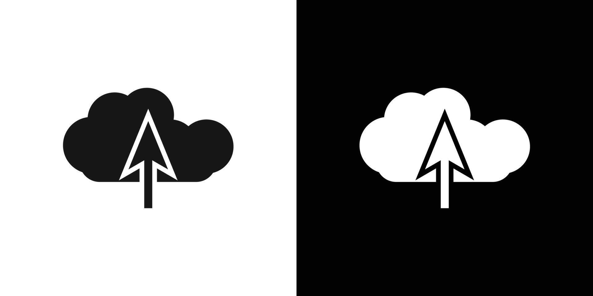 cloud upload icon Black line art logo set vector
