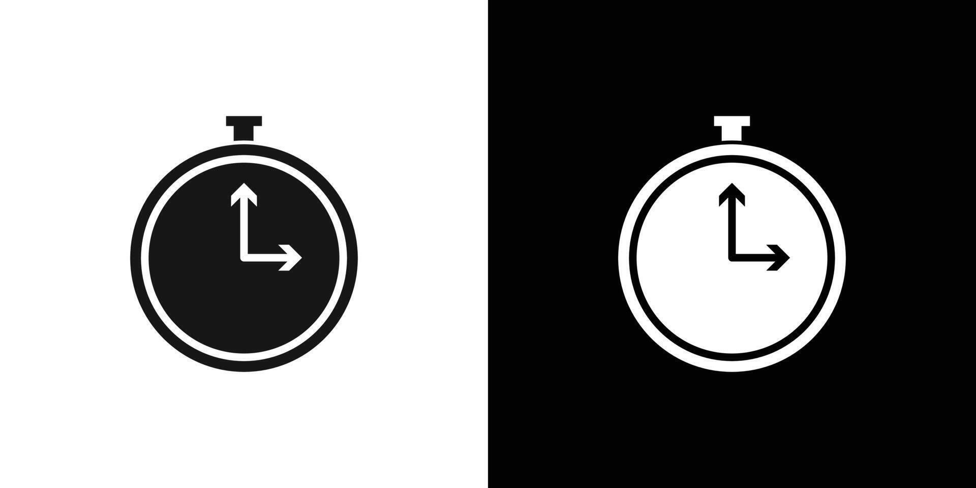 Clock time icon Black line art logo set vector