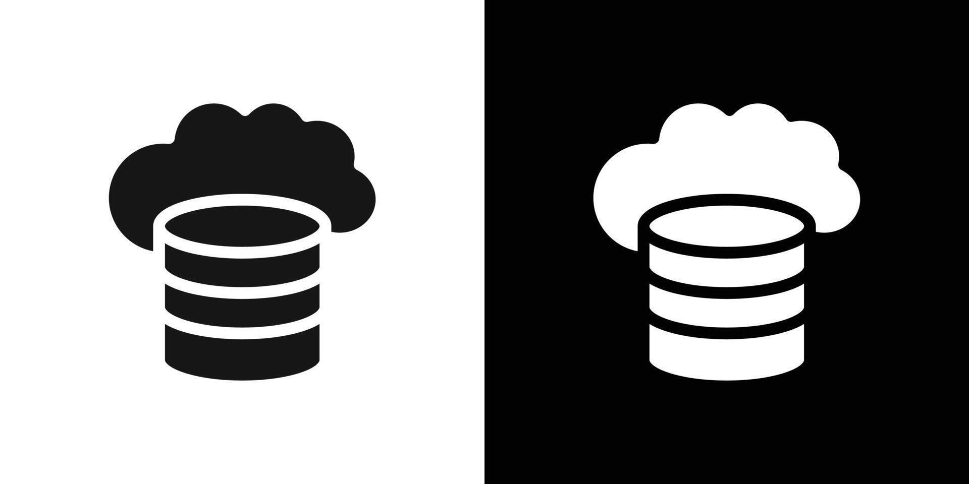 Cloud database icon Black line art logo set vector