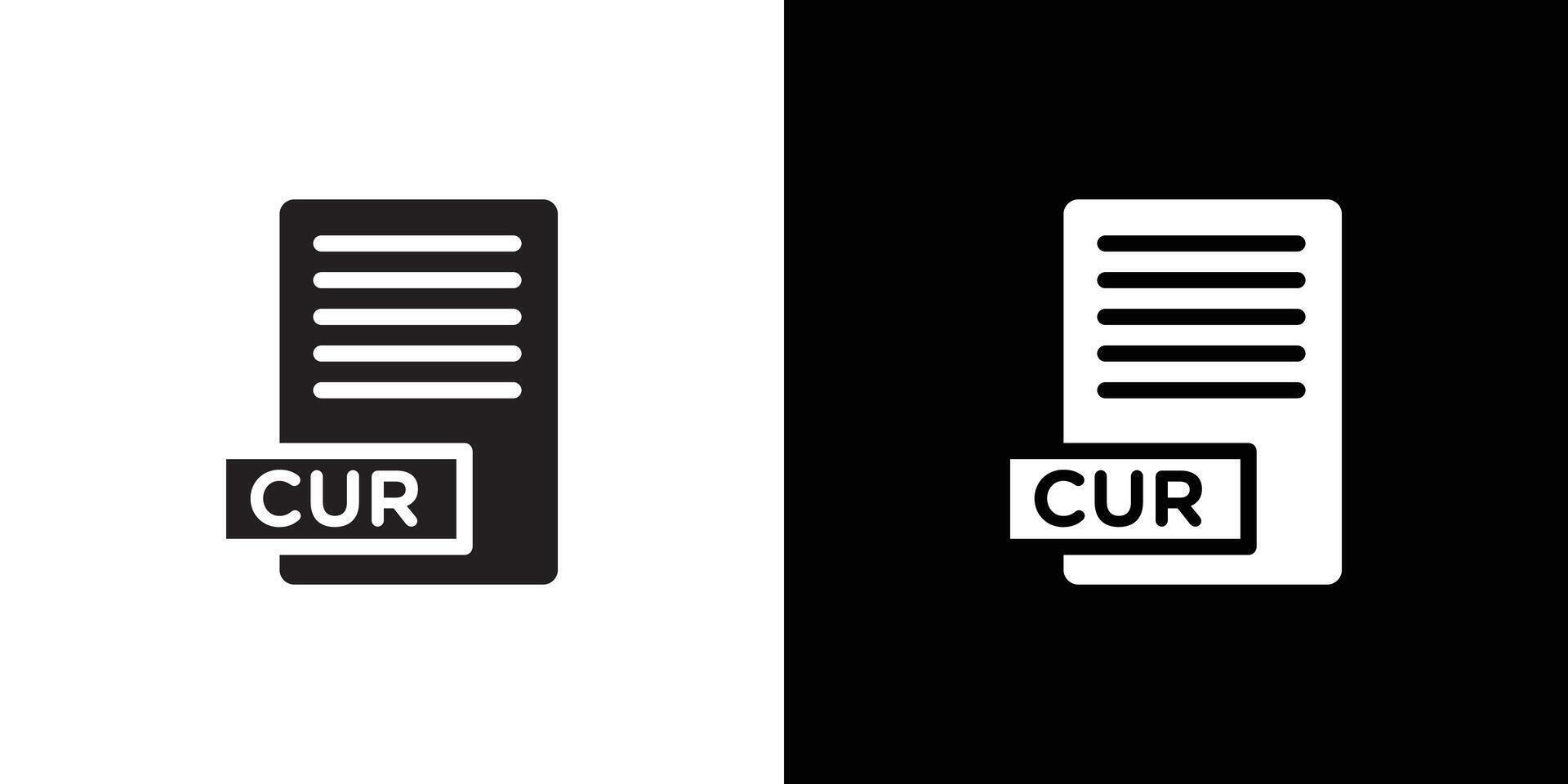 CUR File Document Icon Black line art logo set vector