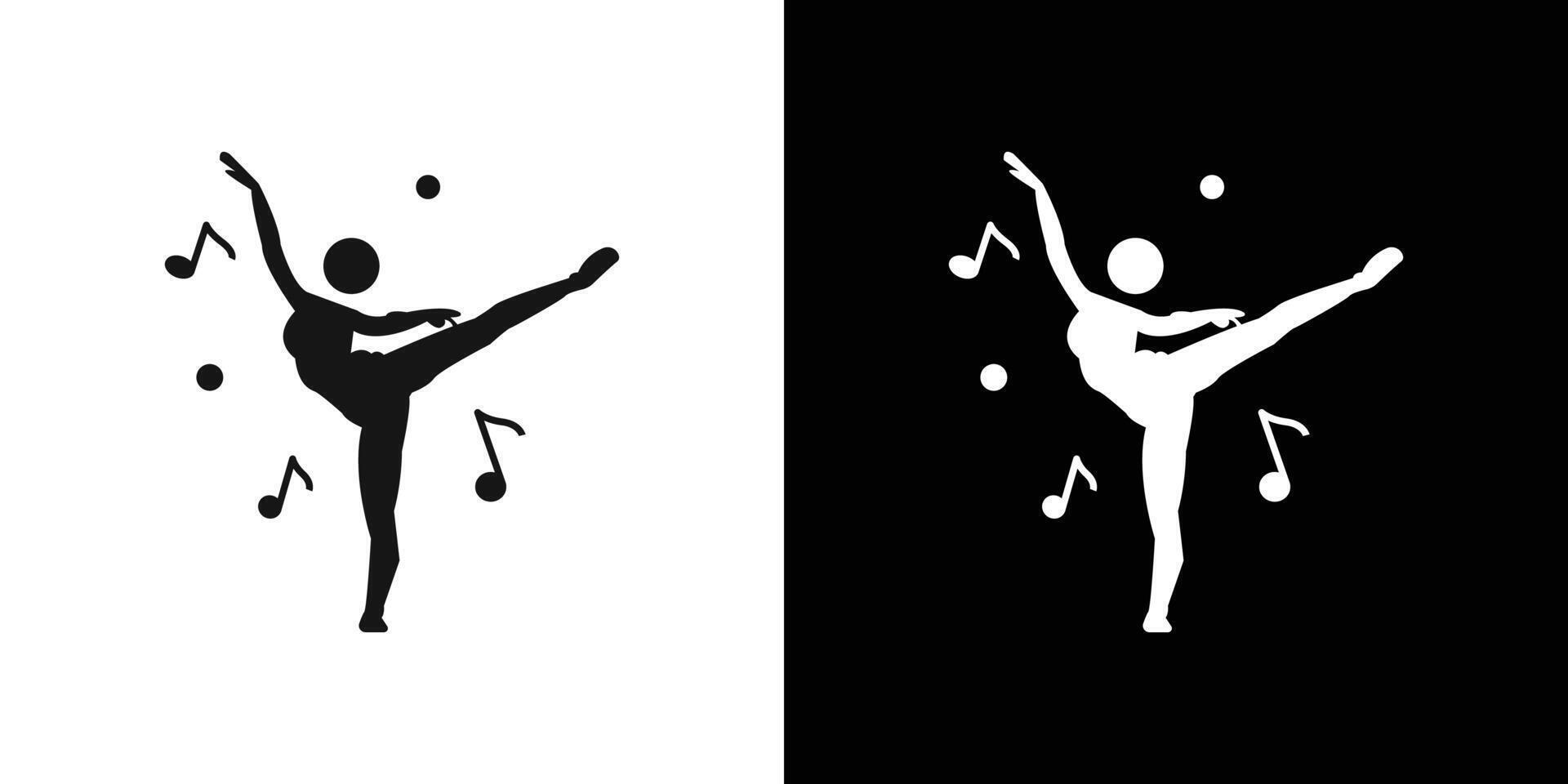 dance icon Black line art logo set vector