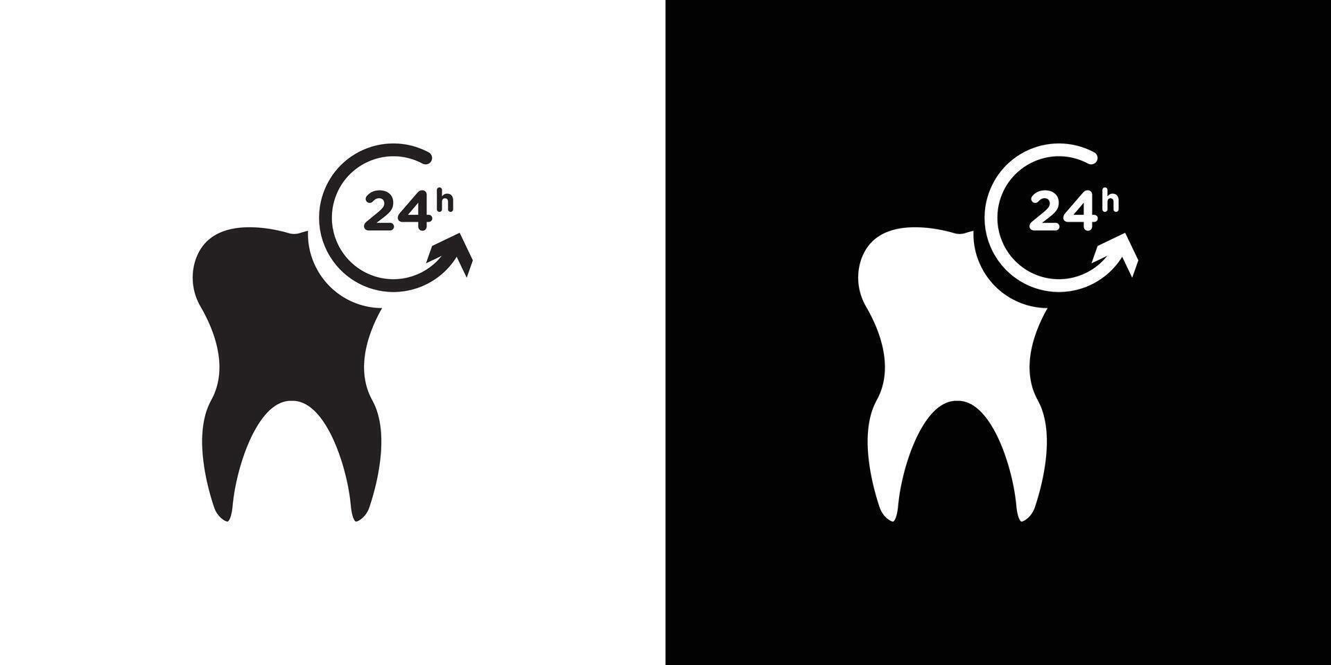 Dental Protection for 24 Hours icon Black line art logo set vector