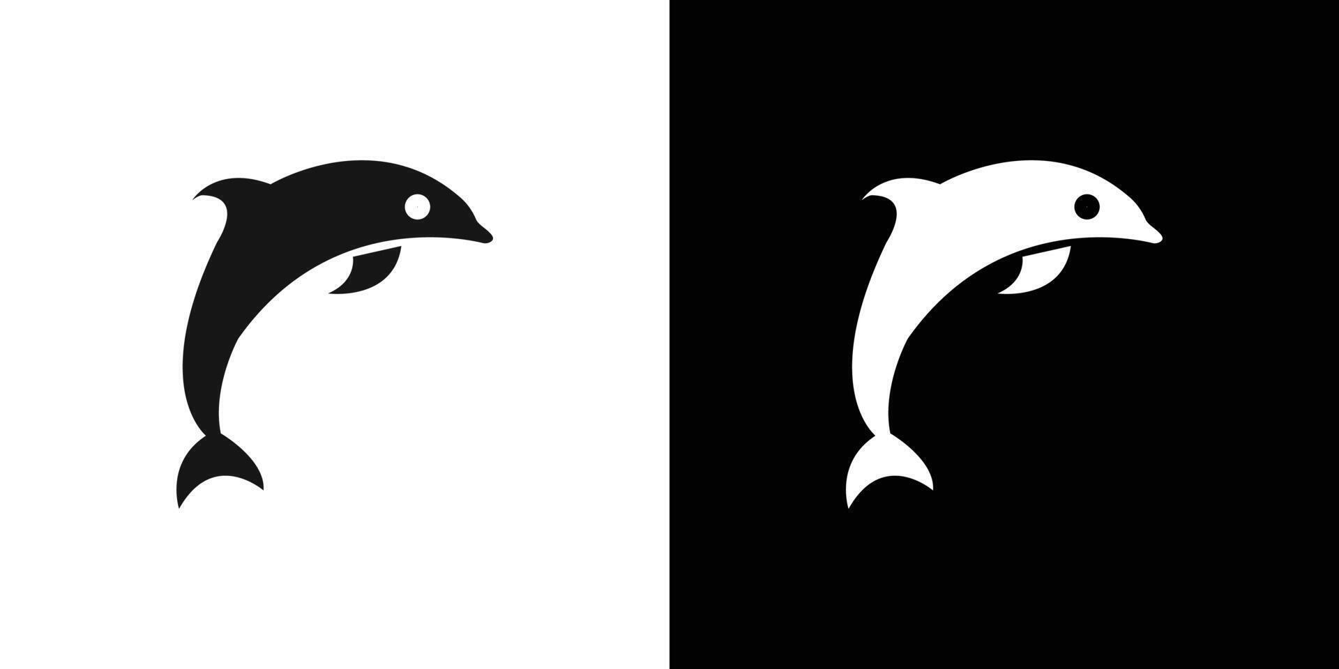 Dolphin icon Black line art logo set vector