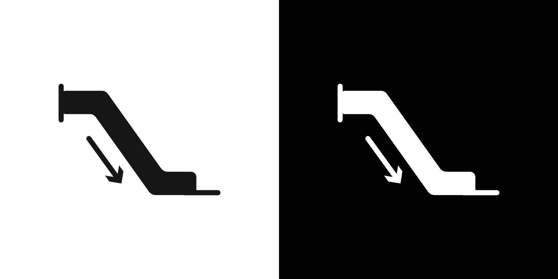 Escalator down icon Black line art logo set vector