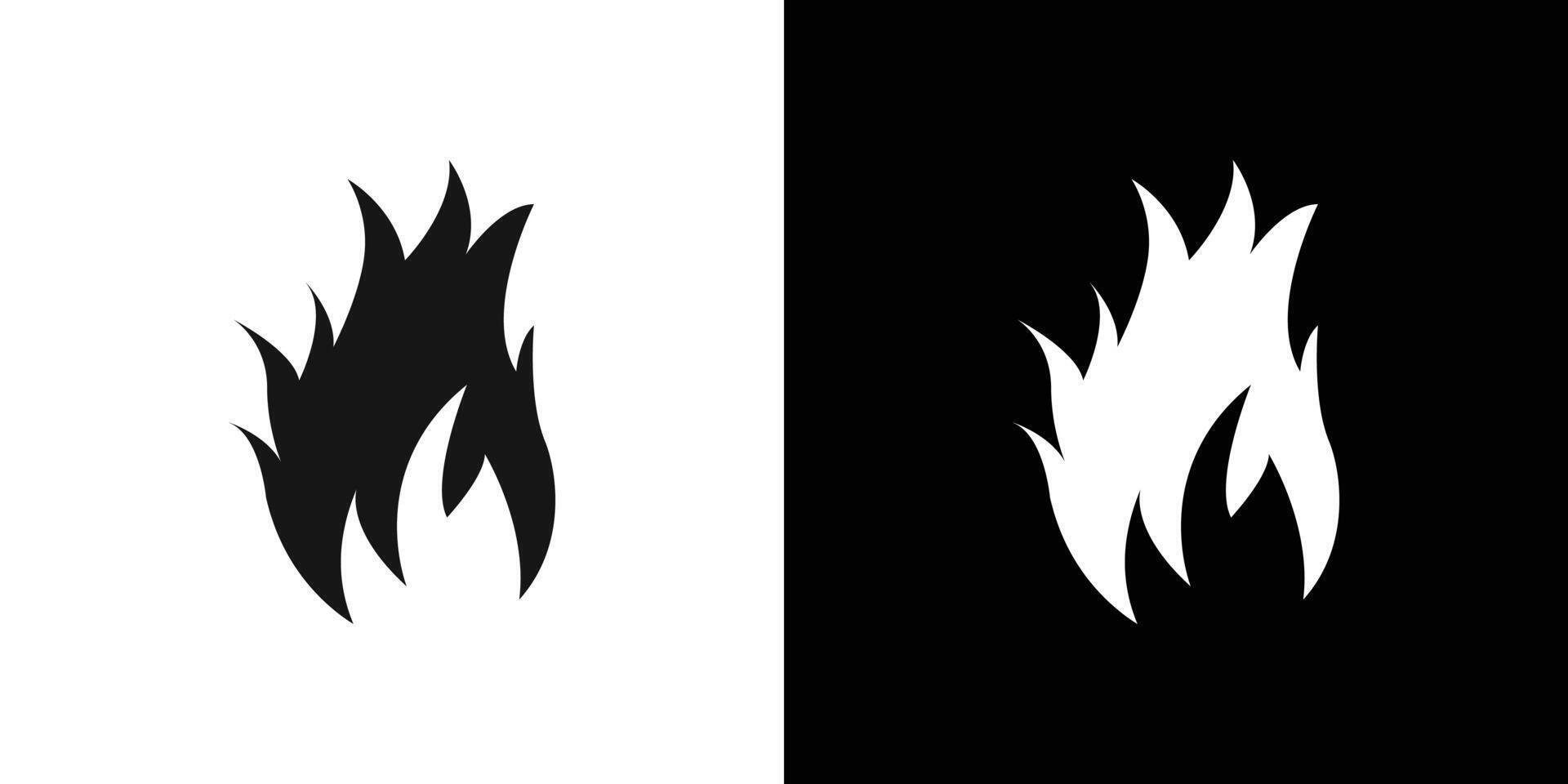 Flame fire icon Black line art logo set vector