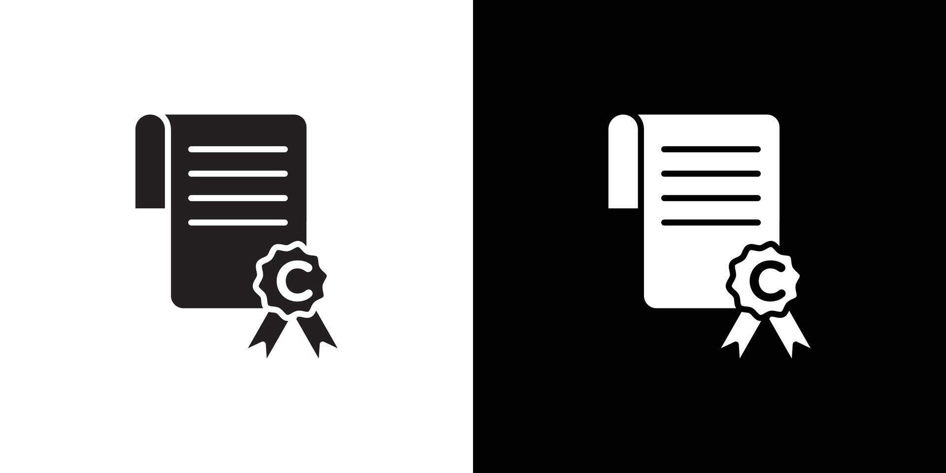 Intellectual property and copyright icon Black line art logo set vector