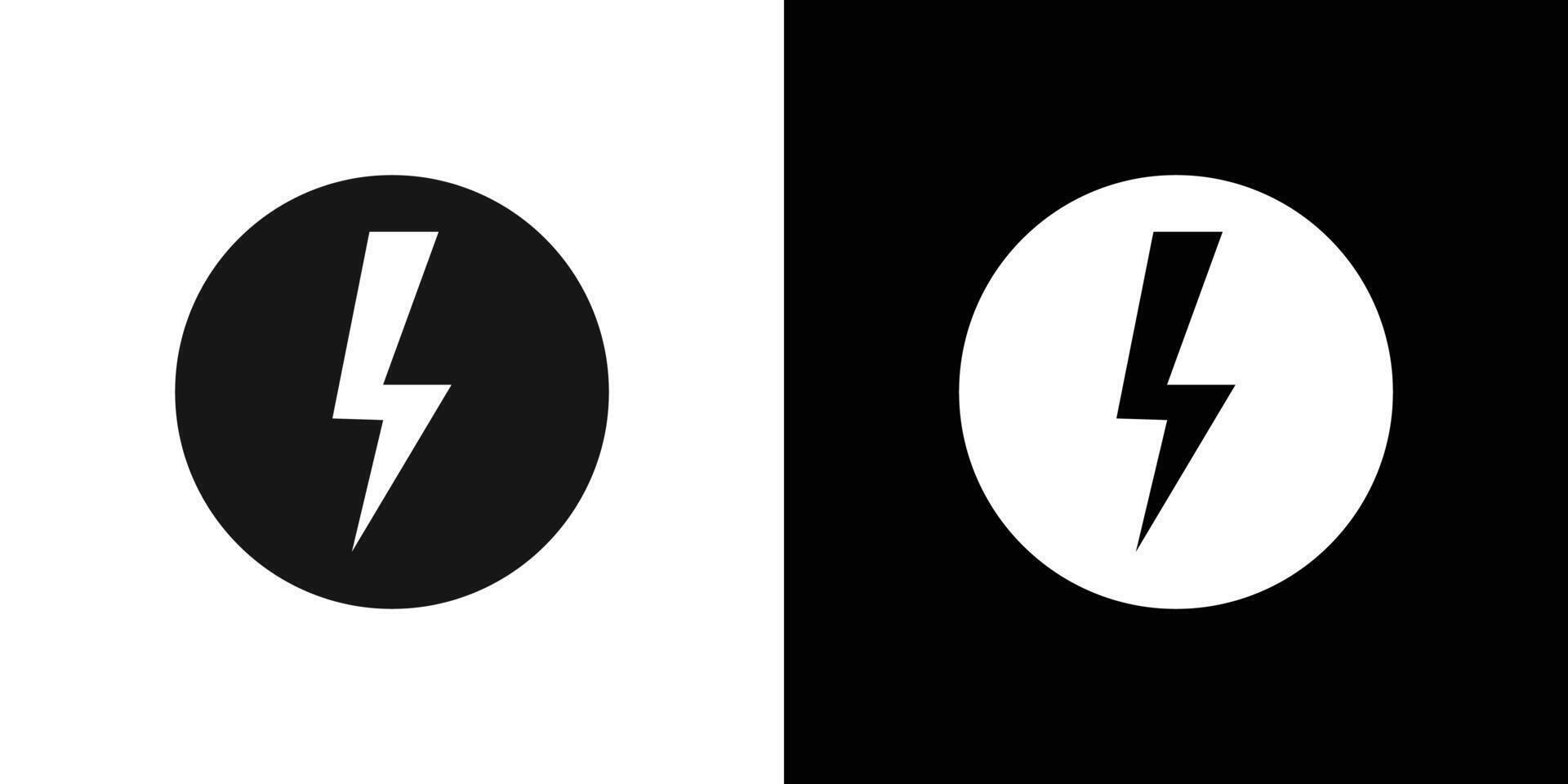Lightning power charge icon Black line art logo set vector