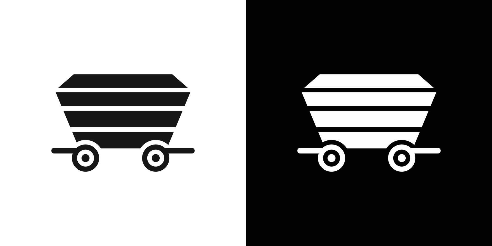 Mining Cart icon Black line art logo set vector