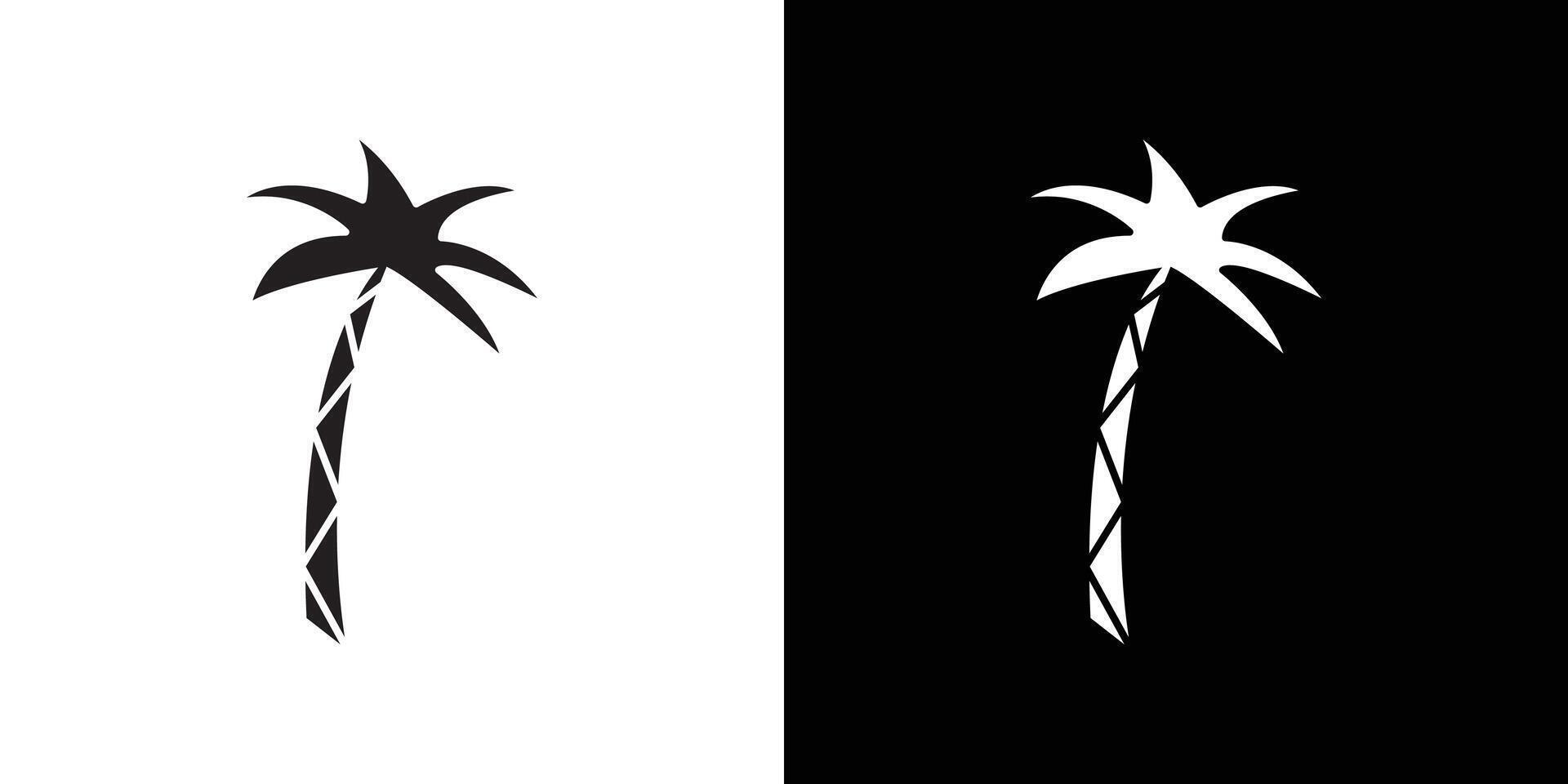 Palm tree icon Black line art logo set vector