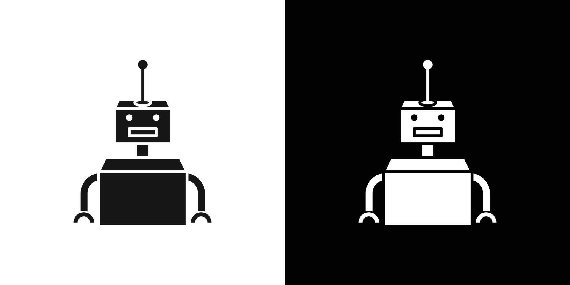 Robot Icon Black line art logo set vector