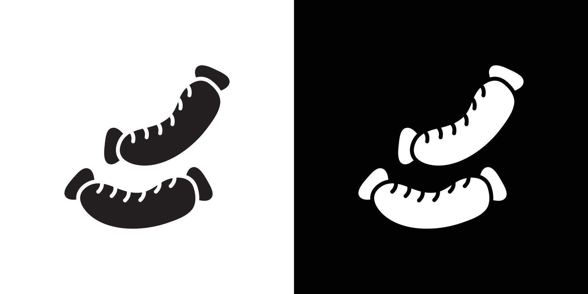 Sausage icon Black line art logo set vector