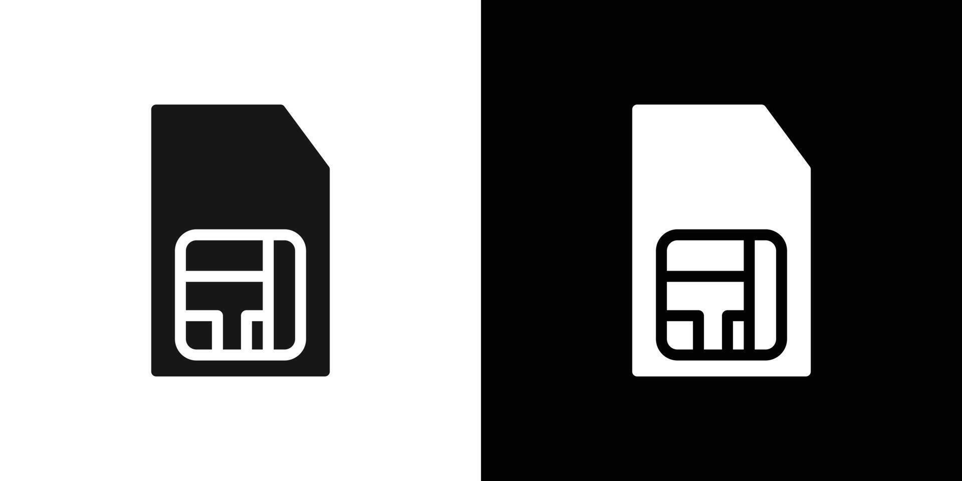 sim card icon Black line art logo set vector