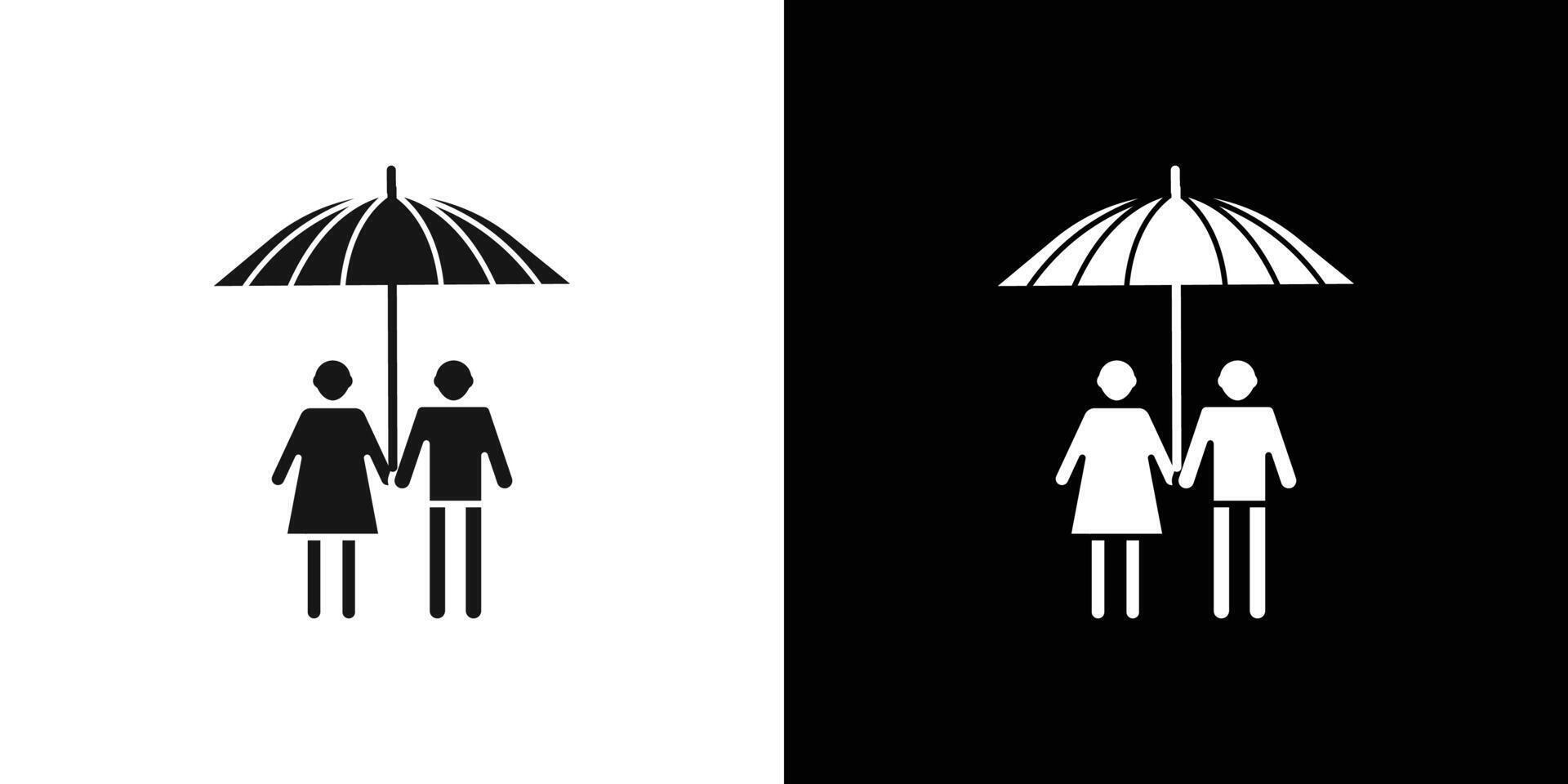 Umbrella sharing Icon Black line art logo set vector