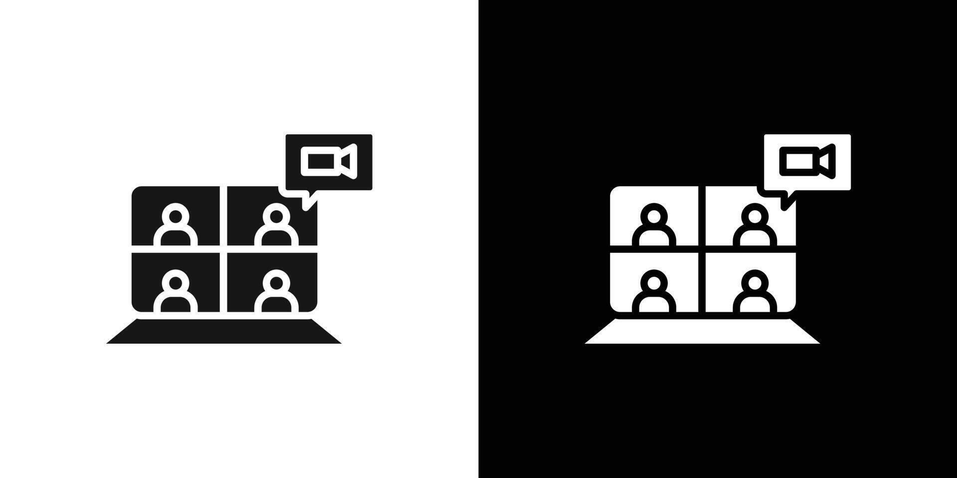 chat conference icon Black line art logo set vector